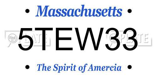 5TEW33 Massachusetts License Plate