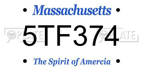 5TF374 Massachusetts License Plate