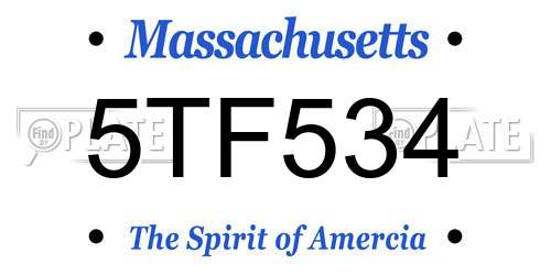 5TF534 Massachusetts License Plate