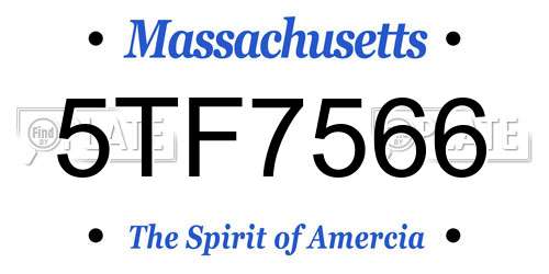 5TF7566 Massachusetts License Plate