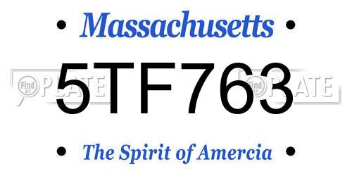 5TF763 Massachusetts License Plate