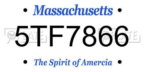 5TF7866 Massachusetts License Plate