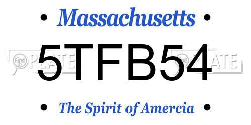 5TFB54 Massachusetts License Plate