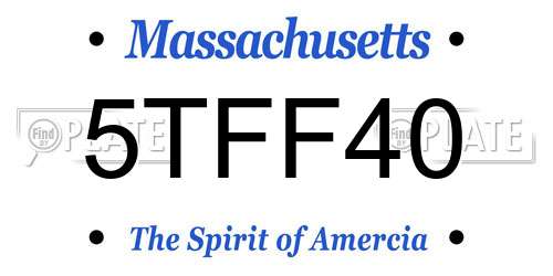 5TFF40 Massachusetts License Plate