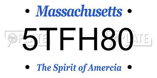 5TFH80 Massachusetts License Plate