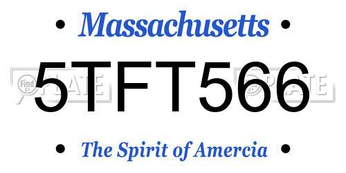 5TFT566 Massachusetts License Plate
