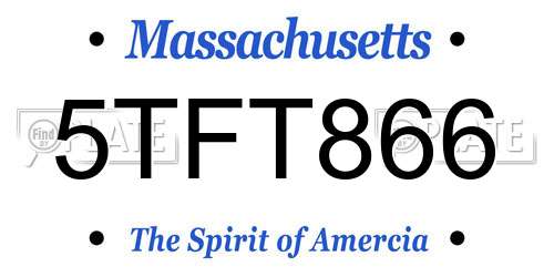 5TFT866 Massachusetts License Plate
