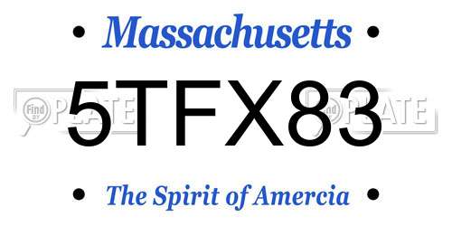 5TFX83 Massachusetts License Plate