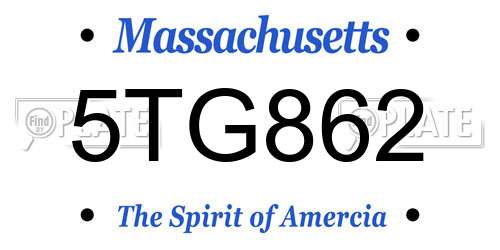 5TG862 Massachusetts License Plate