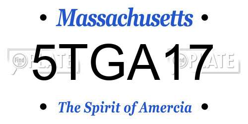 5TGA17 Massachusetts License Plate