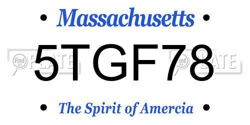 5TGF78 Massachusetts License Plate