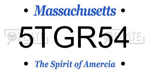 5TGR54 Massachusetts License Plate
