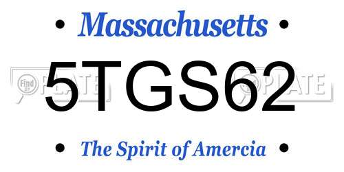 5TGS62 Massachusetts License Plate