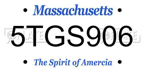5TGS906 Massachusetts License Plate