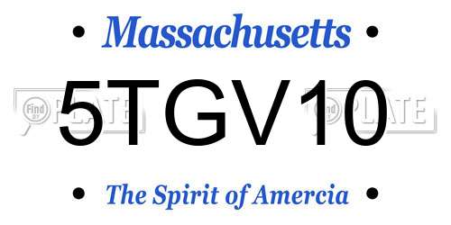 5TGV10 Massachusetts License Plate