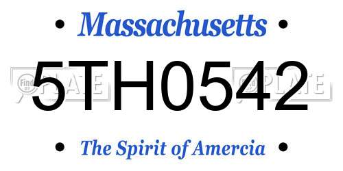 5TH0542 Massachusetts License Plate