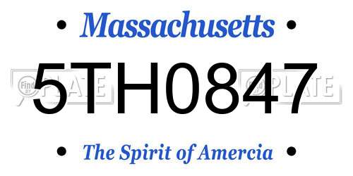5TH0847 Massachusetts License Plate