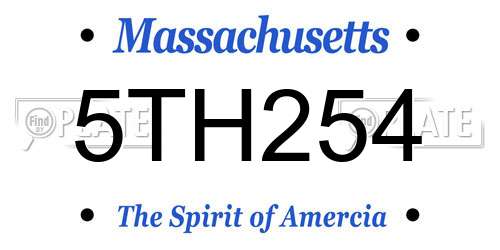 5TH254 Massachusetts License Plate