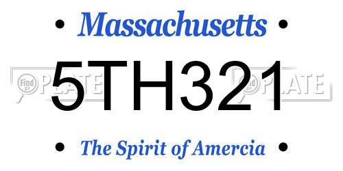 5TH321 Massachusetts License Plate