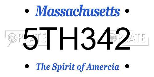 5TH342 Massachusetts License Plate