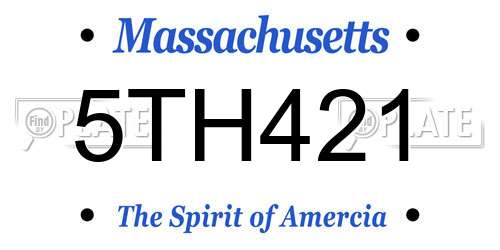 5TH421 Massachusetts License Plate