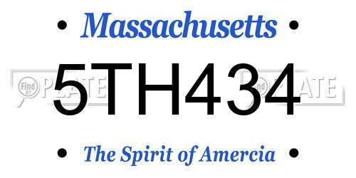 5TH434 Massachusetts License Plate