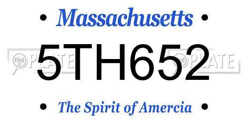 5TH652 Massachusetts License Plate