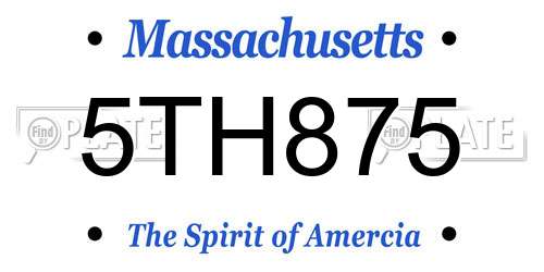 5TH875 Massachusetts License Plate