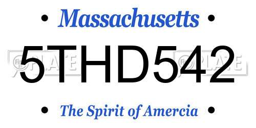 5THD542 Massachusetts License Plate