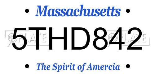 5THD842 Massachusetts License Plate