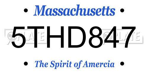 5THD847 Massachusetts License Plate
