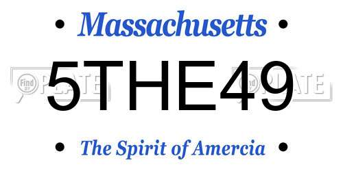 5THE49 Massachusetts License Plate