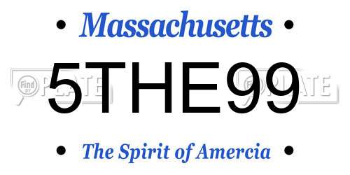 5THE99 Massachusetts License Plate