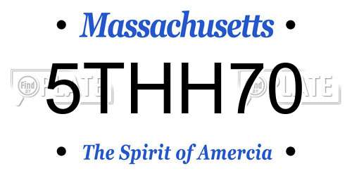 5THH70 Massachusetts License Plate