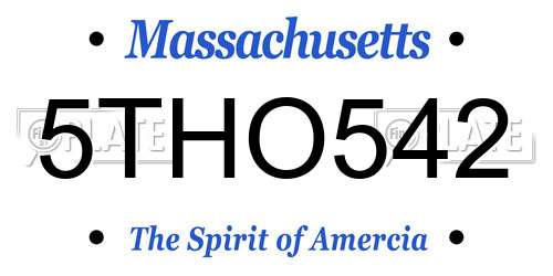 5THO542 Massachusetts License Plate
