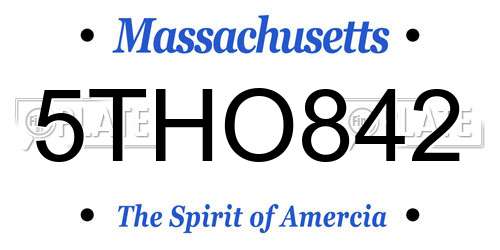 5THO842 Massachusetts License Plate