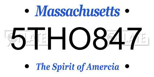 5THO847 Massachusetts License Plate