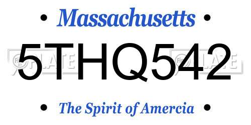 5THQ542 Massachusetts License Plate