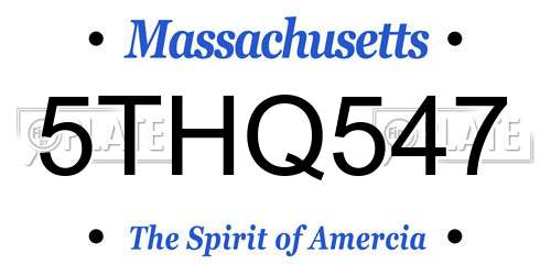 5THQ547 Massachusetts License Plate