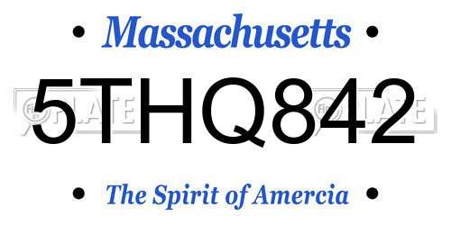 5THQ842 Massachusetts License Plate