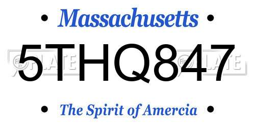 5THQ847 Massachusetts License Plate