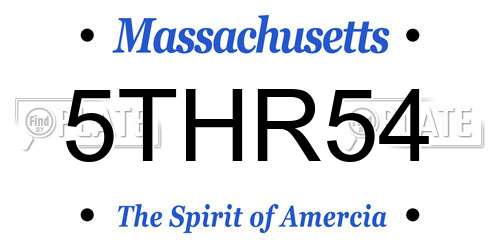 5THR54 Massachusetts License Plate