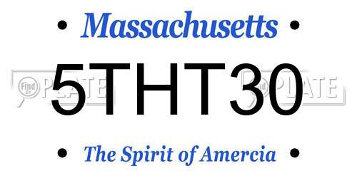 5THT30 Massachusetts License Plate