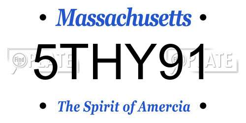 5THY91 Massachusetts License Plate