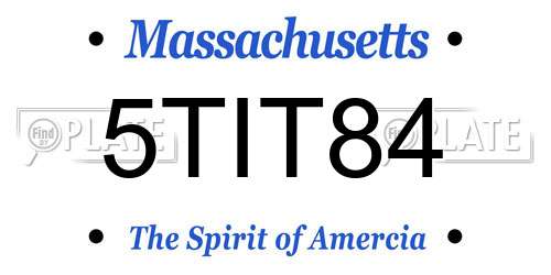 5TIT84 Massachusetts License Plate