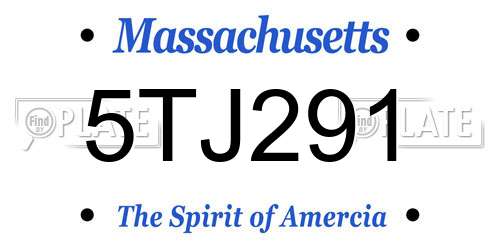 5TJ291 Massachusetts License Plate