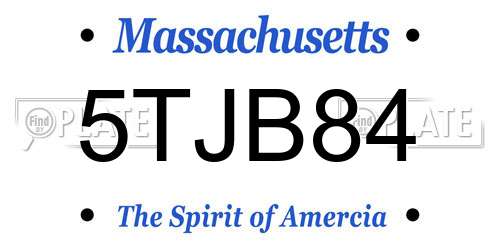 5TJB84 Massachusetts License Plate