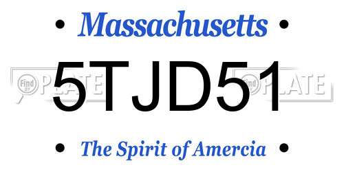5TJD51 Massachusetts License Plate