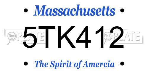 5TK412 Massachusetts License Plate