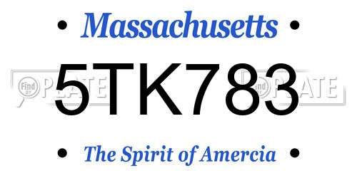 5TK783 Massachusetts License Plate
